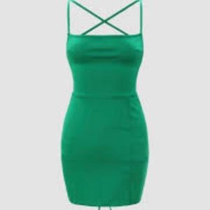 Cider green backless mini dress